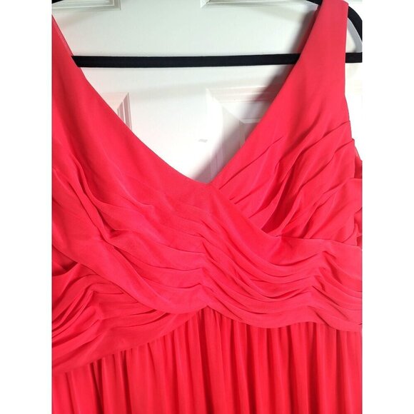 David's Bridal Elegant Coral Sleeveless Maxi Dress With Draped Front & Back - Picture 6 of 13